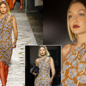 Gigi Hadid storms the Versace runway in an asymmetrical floral dress as she joins Vittoria Ceretti and Iris Law on the catwalk at Milan Fashion Week Gigi Hadid storms the Versace runway in an asymmetrical floral dress as she joins Vittoria Ceretti and Iris Law on the catwalk at Milan Fashion Week
