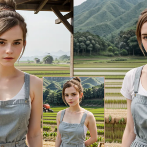 A Serene Stroll: Emma Watson Embraces Casual Chic in Denim Overalls on Countryside Pathway A Serene Stroll: Emma Watson Embraces Casual Chic in Denim Overalls on Countryside Pathway
