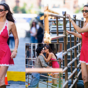 Bella Hadid looks striking in a red polka dot mini dress and cowgirl boots during a romantic day out with boyfriend Adan Banuelos in New York City