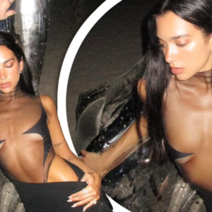 Dua Lipa leaves little to the imagination in a breast-baring sheer leotard and black miniskirt during lavish 27th birthday getaway