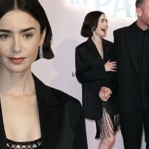 Lily Collins looked effortlessly chic in the stylish ensemble as she celebrated the release of the second half of the fourth series