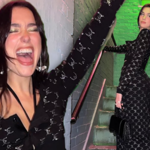 Dua Lipa sends temperatures soaring as she flashes her toned midriff in a skimpy black crop top and matching skirt for sizzling snaps Dua Lipa sends temperatures soaring as she flashes her toned midriff in a skimpy black crop top and matching skirt for sizzling snaps