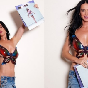 Katy Perry strips down to skimpy ʙuттerfly-shaped top to tout her new album 143 Katy Perry strips down to skimpy ʙuттerfly-shaped top to tout her new album 143