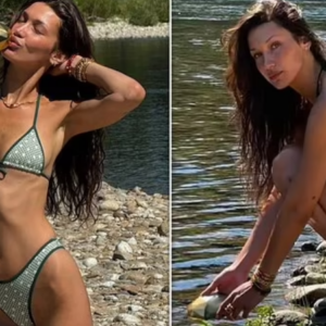 Bella Hadid is a lakeside dream in gingham ʙικιɴι Bella Hadid is a lakeside dream in gingham ʙικιɴι