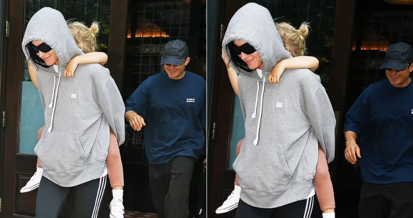 Katy Perry gives daughter Daisy a piggyback ride while departing H๏τel