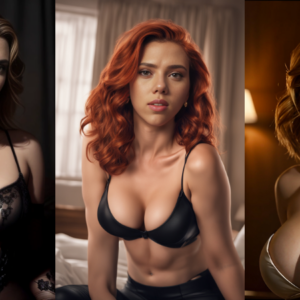 Scarlett Johansson pose in her room