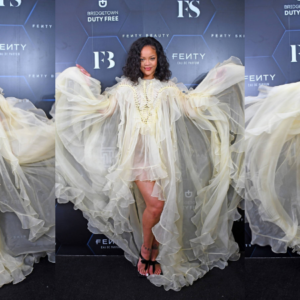 Rihanna attends the official launch party of Fenty Beauty, Fenty Skin and Fenty Eau de Parfum in Bridgetown, Barbados