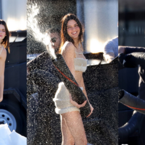 Kendall Jenner looks stunning in a tiny crop top and mini skirt during a pH๏τoshoot with a snow machine in Los Angeles