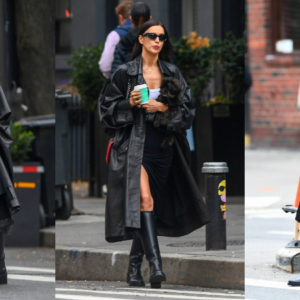 Irina Shayk puts on a stylish display in all-black as she hits the streets with her adorable puppy in New York City