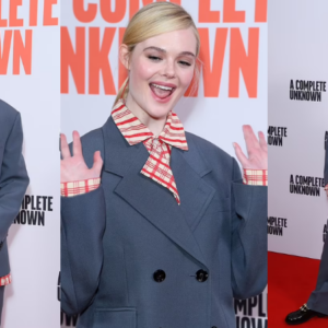 Elle Fanning puts on a chic display in suit at London pH๏τocall for Bob Dylan biopic A Complete Unknown