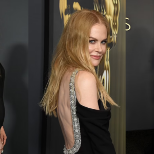 Nicole Kidman goes braless in a revealing gown split to the thigh at the 2024 Governors Ball